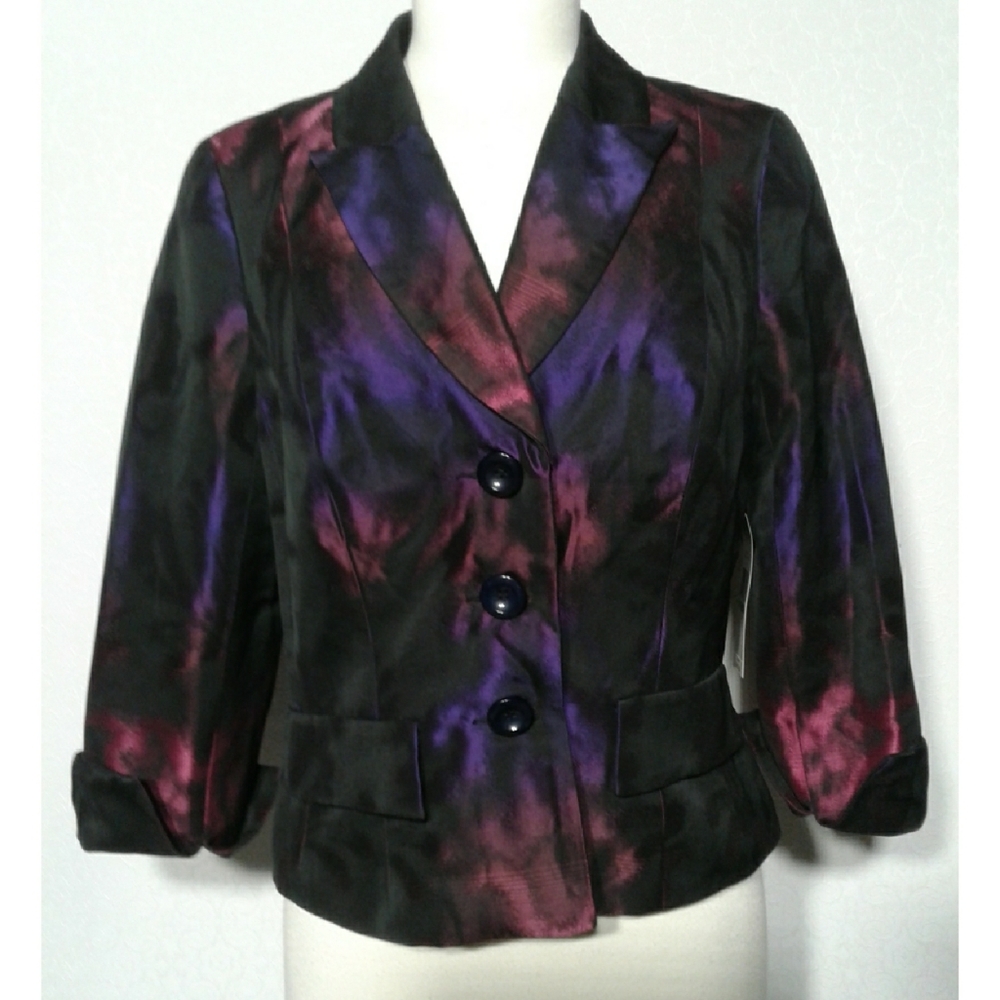 New Carmen Marc valvo Metallic Jacket : AMETHYST Color  ZS 8